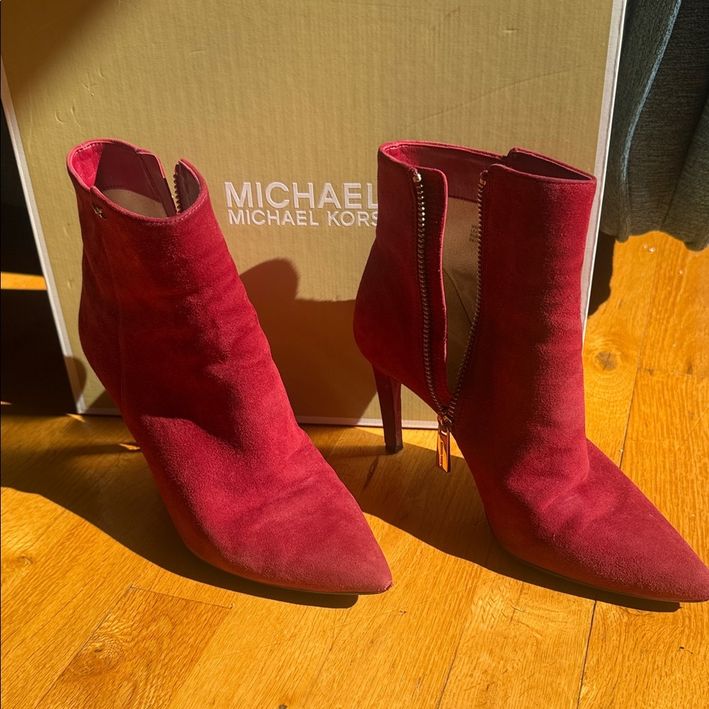 Michael Kors Red Suede Heeled Boots